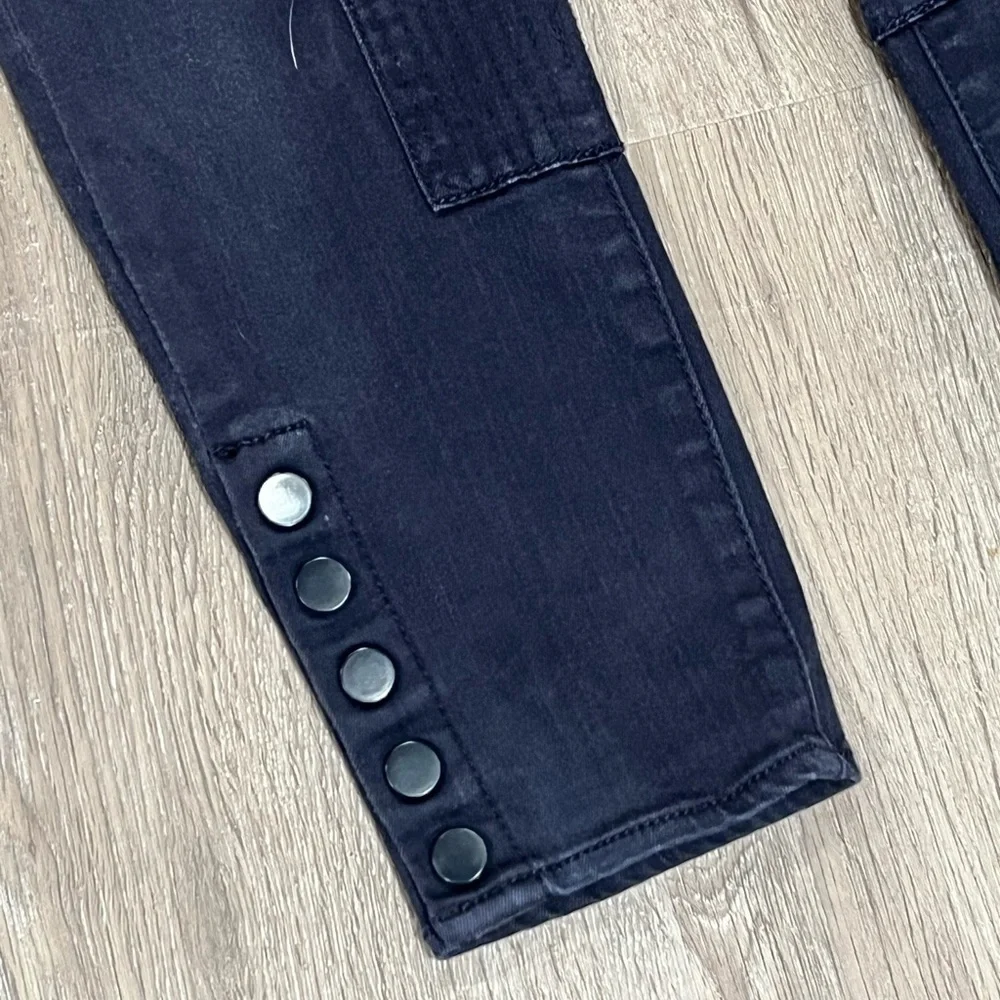 Tory Burch Size 25 Navy Stretch Front Pocket Size Zip Ankle Button Pants Chino